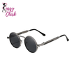 Vintage Round Metal Frame Polarized Gothic Steampunk Sunglasses Sassy Chock Logo