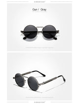Gray Vintage Round Metal Frame Polarized Gothic Steampunk Sunglasses