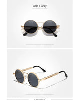 Gold Vintage Round Metal Frame Polarized Gothic Steampunk Sunglasses