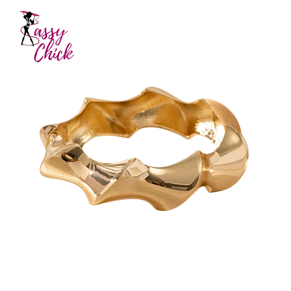 Vintage Smooth Wide Thick Cuff Bracelet Sassy Chick Logo