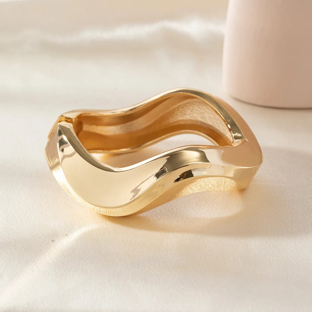 gold geometric design Vintage Smooth Wide Thick Cuff Bracelet