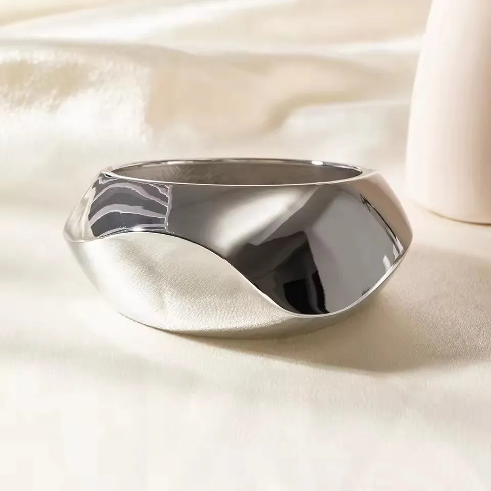 silver geometric cuff bracelet