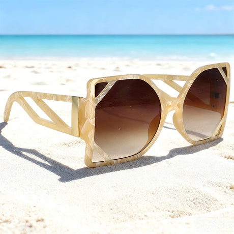 Vintage Square Big Frame Polygon Sunglasses