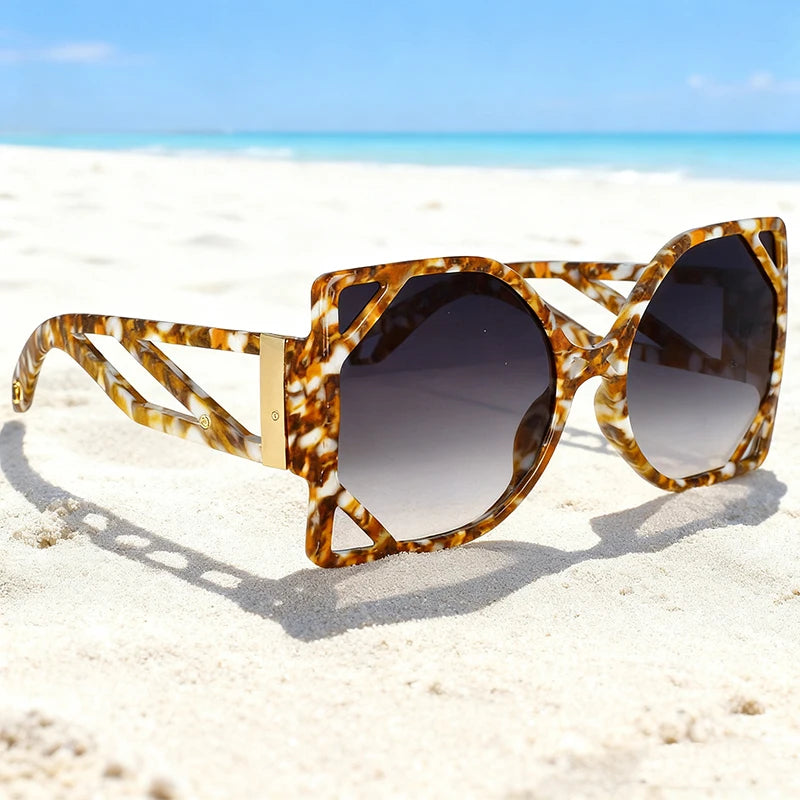 Vintage Square Big Frame Polygon Sunglasses