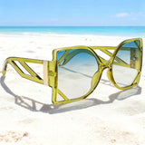 Green Vintage Square Big Frame Polygon Sunglasses