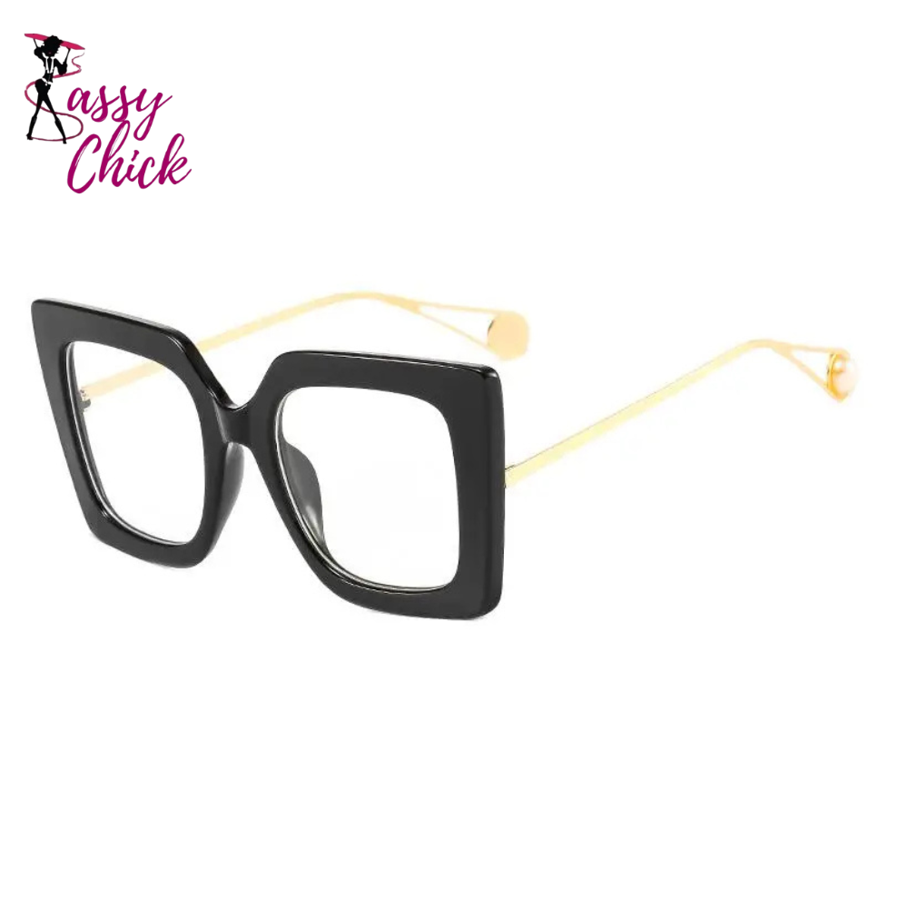 Vintage Square Blue Light Eyewear Sassy Chick Logo
