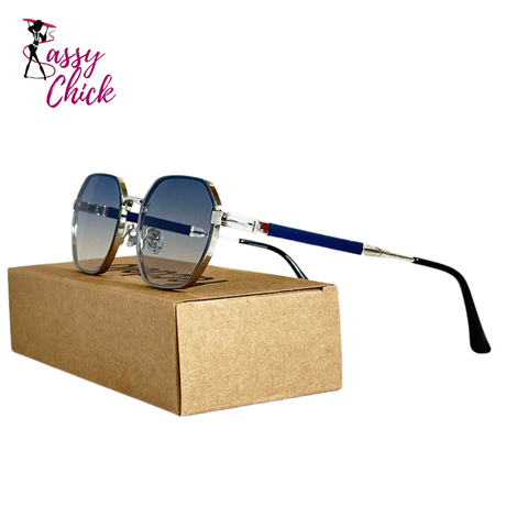 Vintage Square Designer Men Sunglasses Sassy Chick Logo