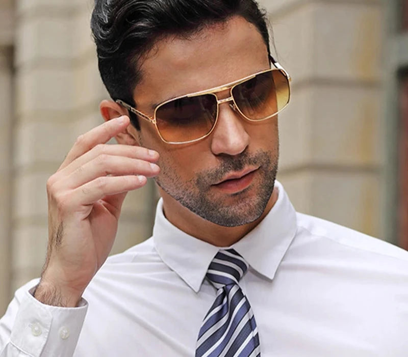 model using Vintage Square Driving Sunglasses