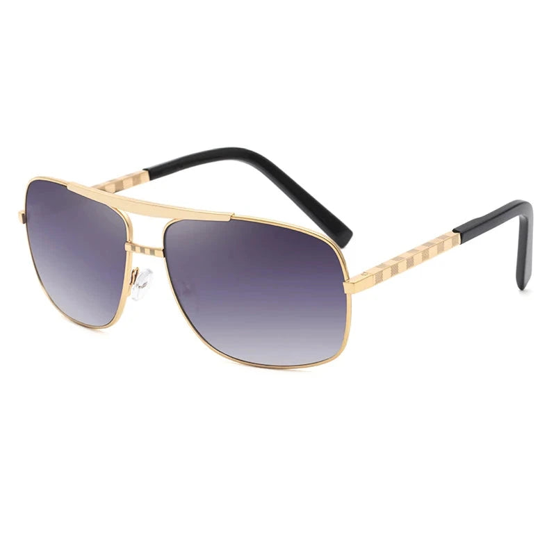 Vintage Square Driving Sunglasses gold  gradient lens 
