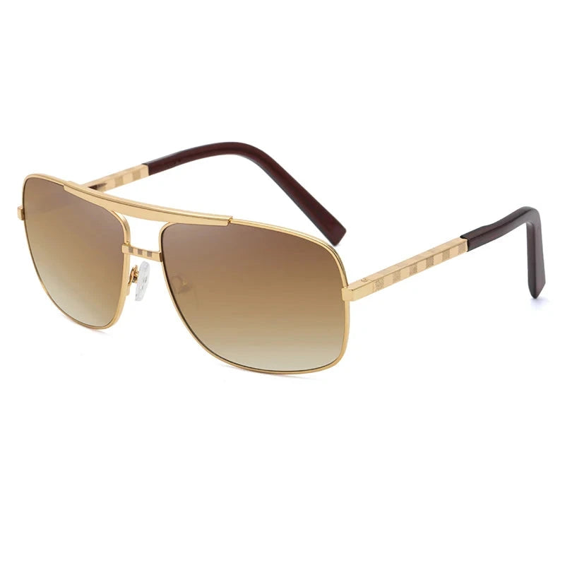 Vintage Square Driving Sunglasses gold brown lens