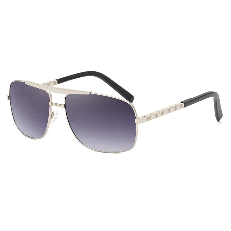 Vintage Square Driving Sunglasses silver black lens