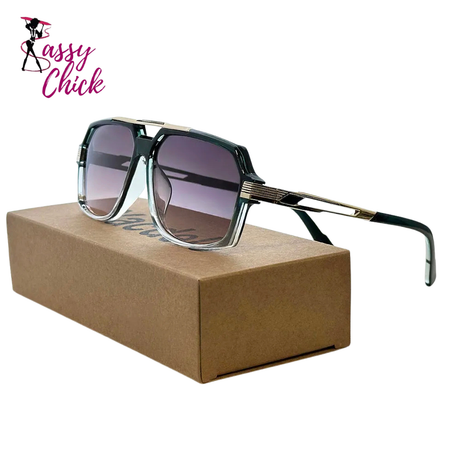 Vintage Square Luxury Men Sunglasses Sassy Chick Logo