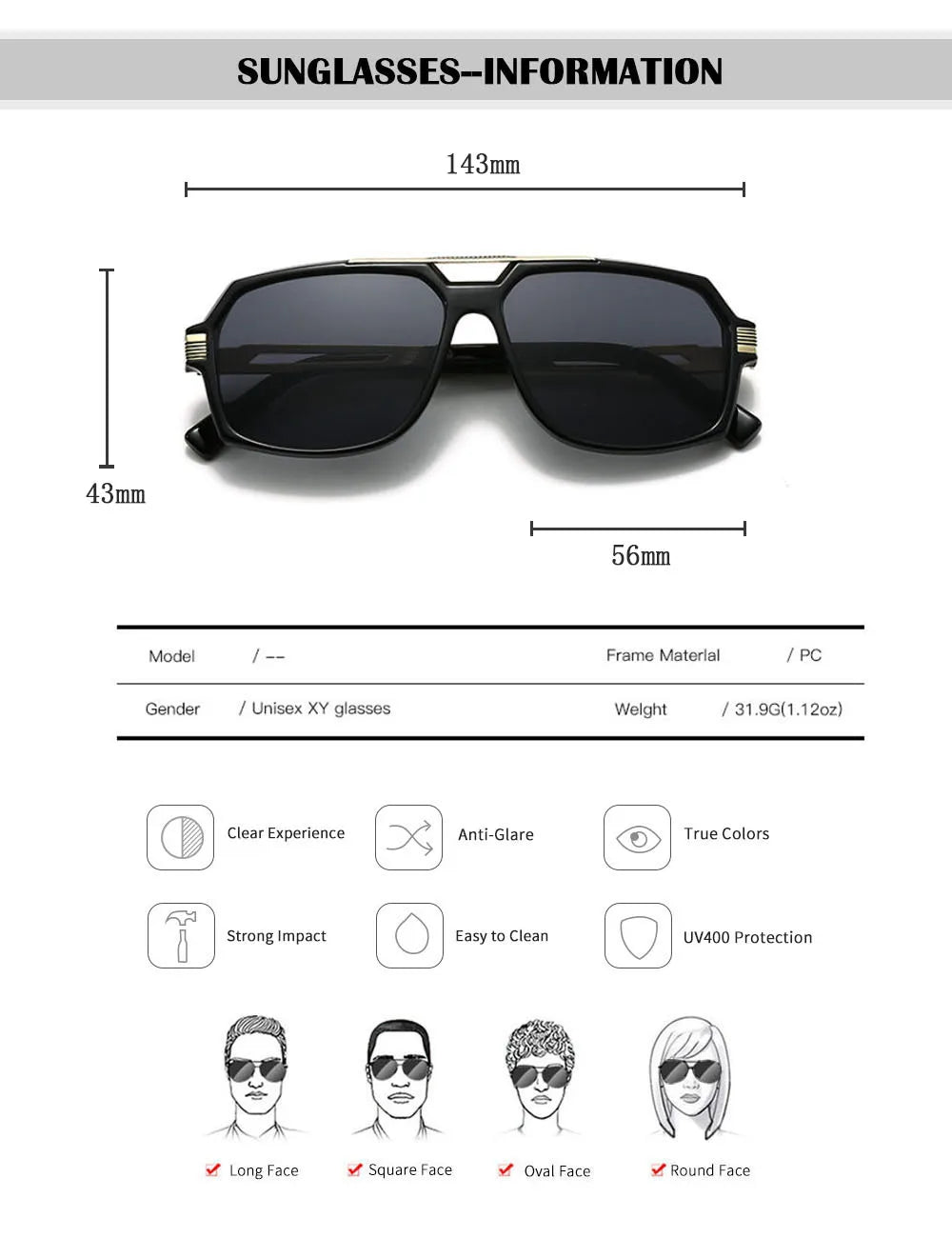 Details of Vintage Square Luxury Men Sunglasses