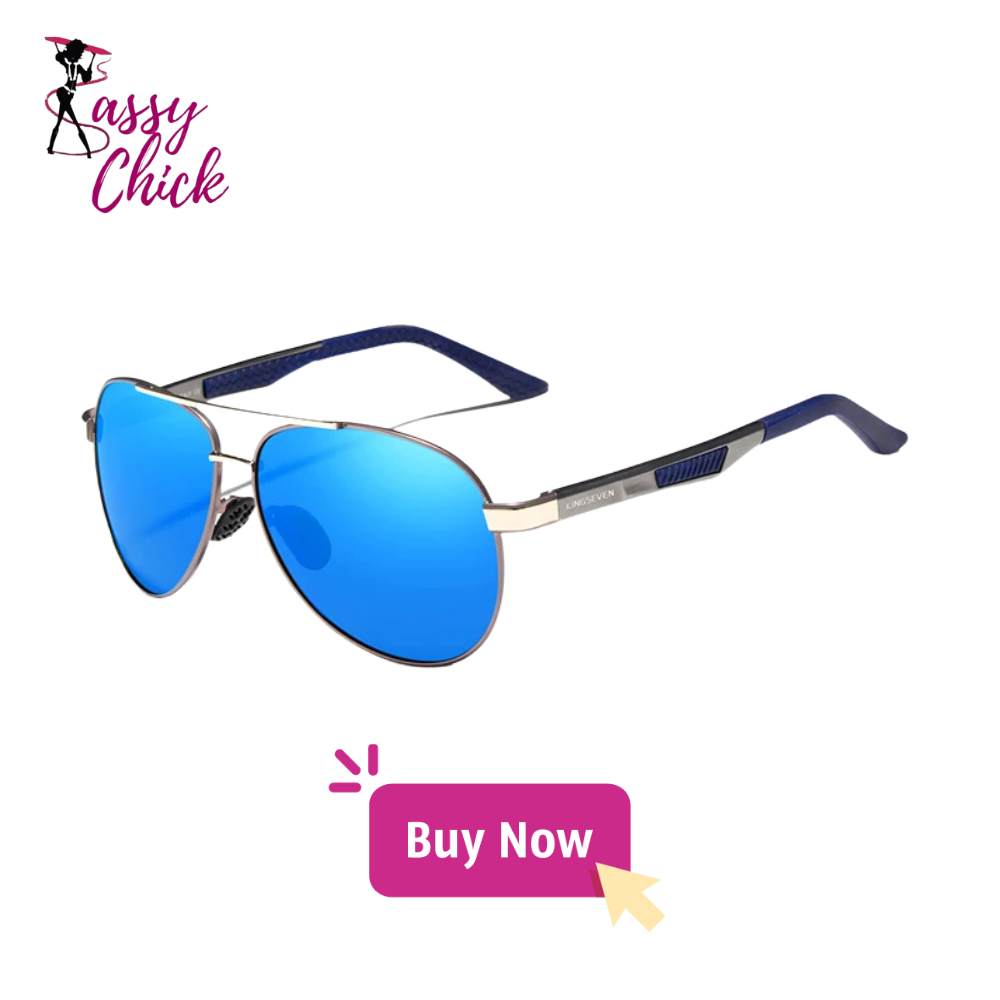 Vintage Square Polarized UV400 Sunglasses blue lens sassy chick logo