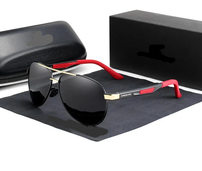 Vintage Square Polarized UV400 Sunglasses black red