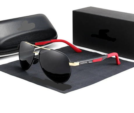 Vintage Square Polarized UV400 Sunglasses black red
