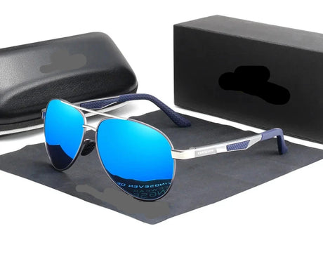 Vintage Square Polarized UV400 Sunglasses gray blue
