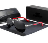 Vintage Square Polarized UV400 Sunglasses black red