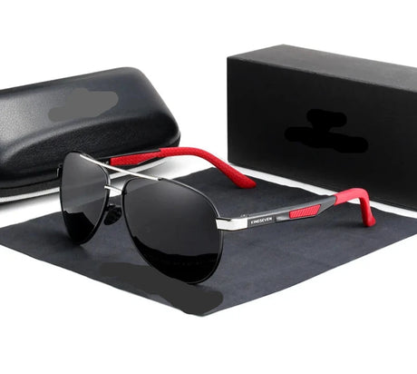 Vintage Square Polarized UV400 Sunglasses black red