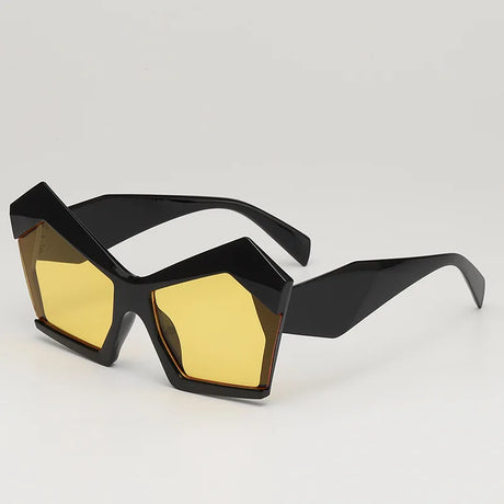 Black Vintage Square Special Shaped Sunglasses