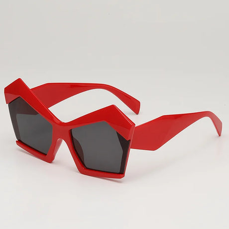 Red Vintage Square Special Shaped Sunglasses