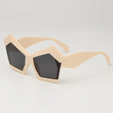 Beige Vintage Square Special Shaped Sunglasses