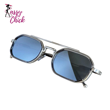 Vintage Square Steampunk Men Sunglasses Sassy Chick Logo 