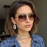 Model Using Vintage Square Steampunk Men Sunglasses