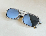 Silver Vintage Square Steampunk Men Sunglasses