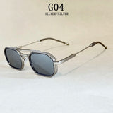 Silver Vintage Square Steampunk Men Sunglasses