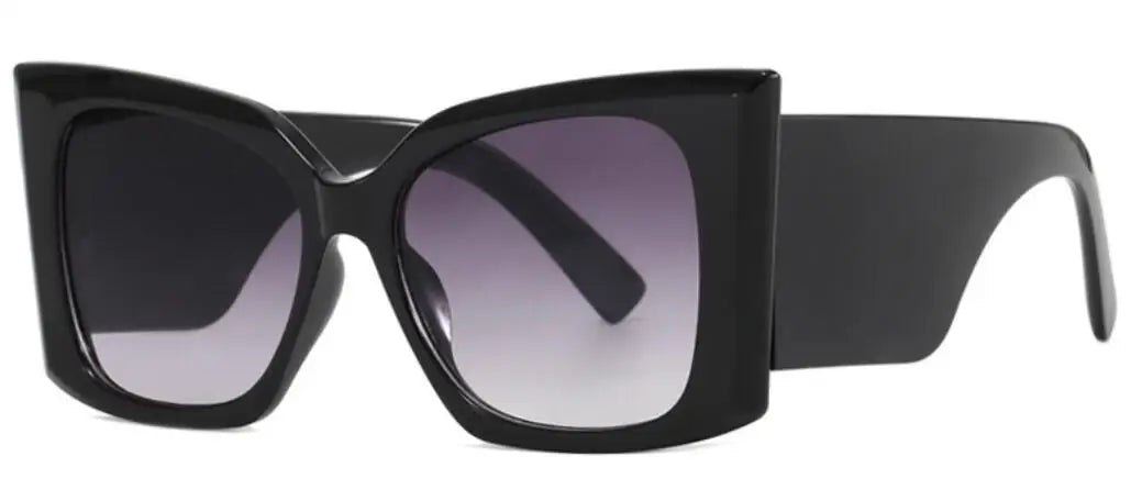 Black Vintage Square Thick Frame Retro Oversized Sunglasses