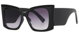 Black Vintage Square Thick Frame Retro Oversized Sunglasses