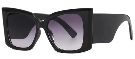 Black Vintage Square Thick Frame Retro Oversized Sunglasses