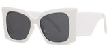 White Vintage Square Thick Frame Retro Oversized Sunglasses