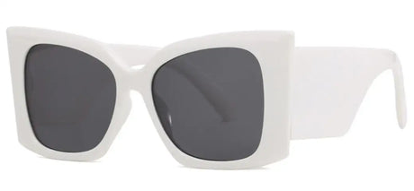 White Vintage Square Thick Frame Retro Oversized Sunglasses
