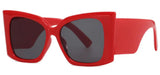 Red Vintage Square Thick Frame Retro Oversized Sunglasses