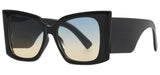 Black Vintage Square Thick Frame Retro Oversized Sunglasses
