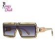 Vintage Steampunk Big Frame Flat Top Rectangle Sunglasses Sassy Chick Logo 