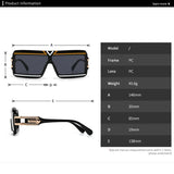 Size of Vintage Steampunk Big Frame Flat Top Rectangle Sunglasses