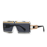 Vintage Steampunk Big Frame Flat Top Rectangle Sunglasses