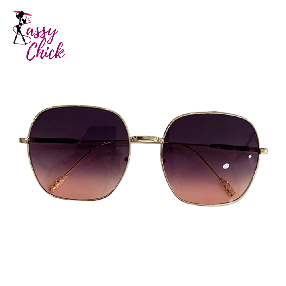 Vintage Steampunk Metal Frame Retro Square Mirror Sunglasses Sassy Chick Logo