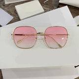 Pink Vintage Steampunk Metal Frame Retro Square Mirror Sunglasses