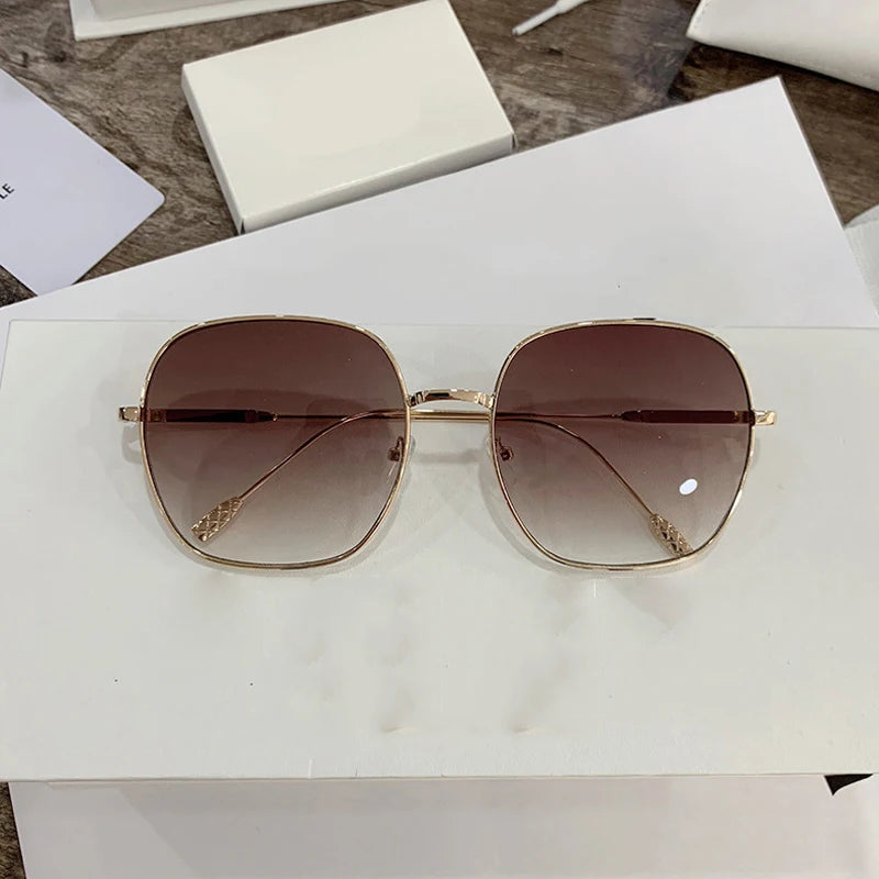Brown Vintage Steampunk Metal Frame Retro Square Mirror Sunglasses