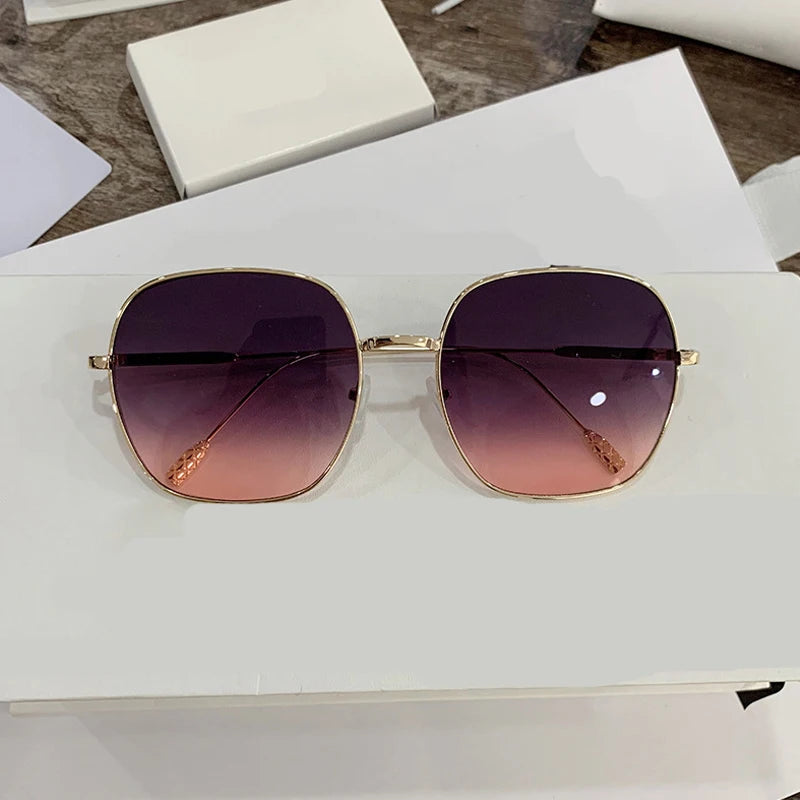 Pink Vintage Steampunk Metal Frame Retro Square Mirror Sunglasses
