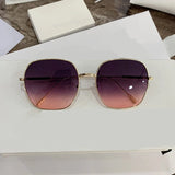 Pink Vintage Steampunk Metal Frame Retro Square Mirror Sunglasses