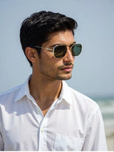 Model Using Vintage Steampunk Square Men Sunglasses