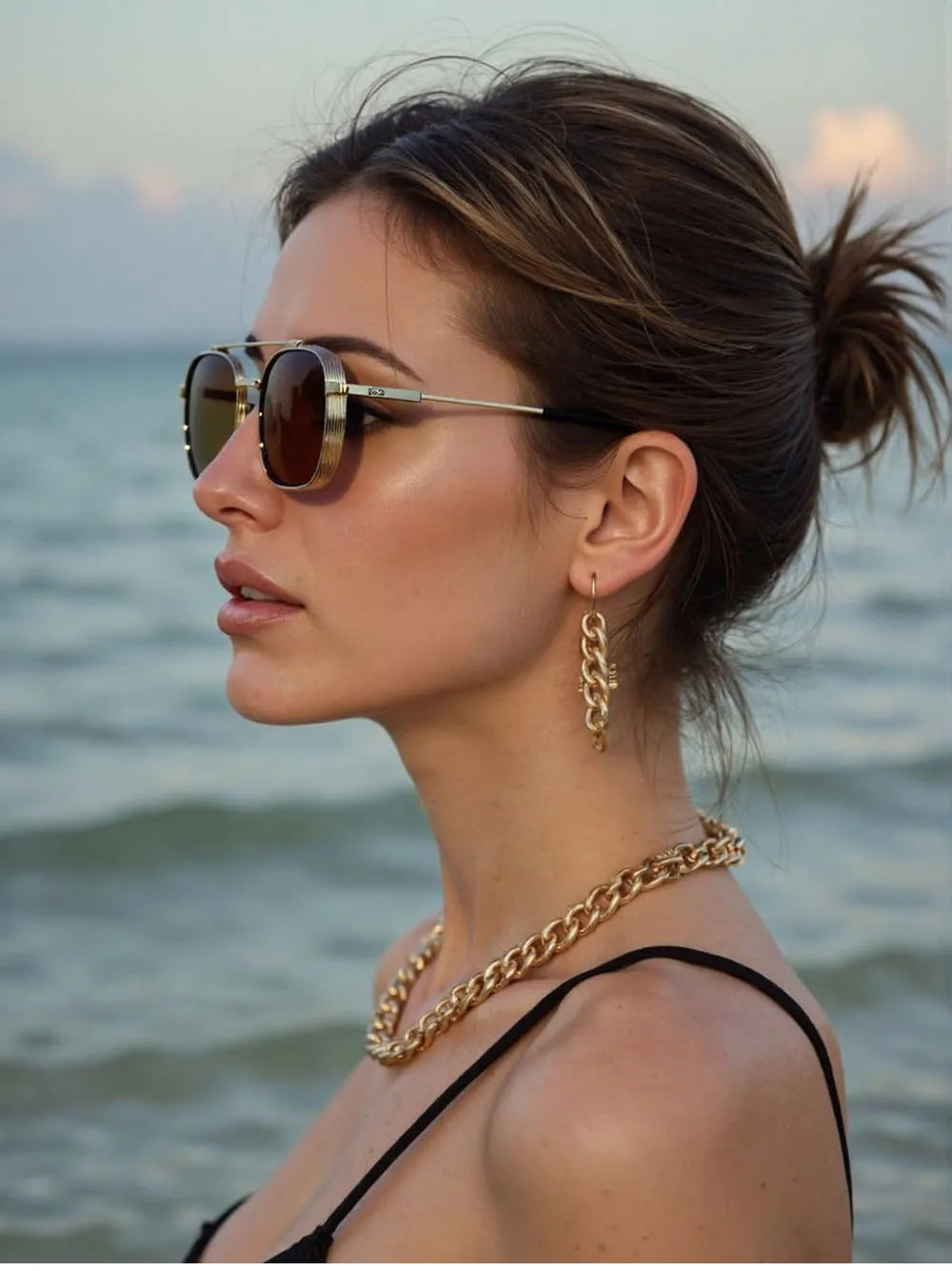 Model Using Vintage Steampunk Square Men Sunglasses