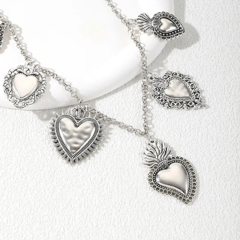 Vintage Style, Heart Pendant Chain Necklace