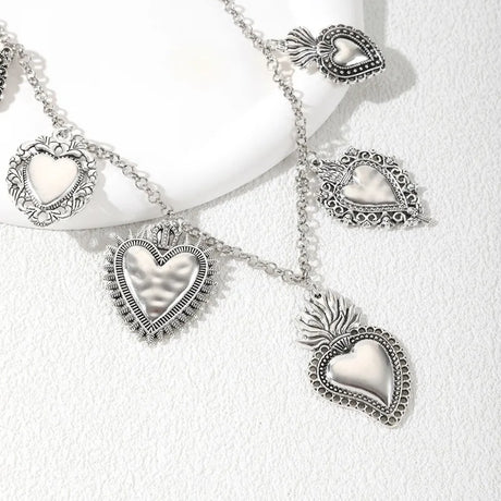 Vintage Style, Heart Pendant Chain Necklace