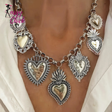 Vintage Style Heart Pendant Chain Necklace Sassy Chick Logo